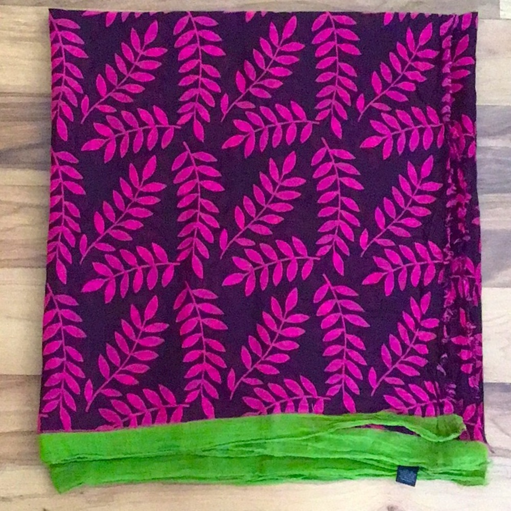 Large Raw Hem Floral Scarf